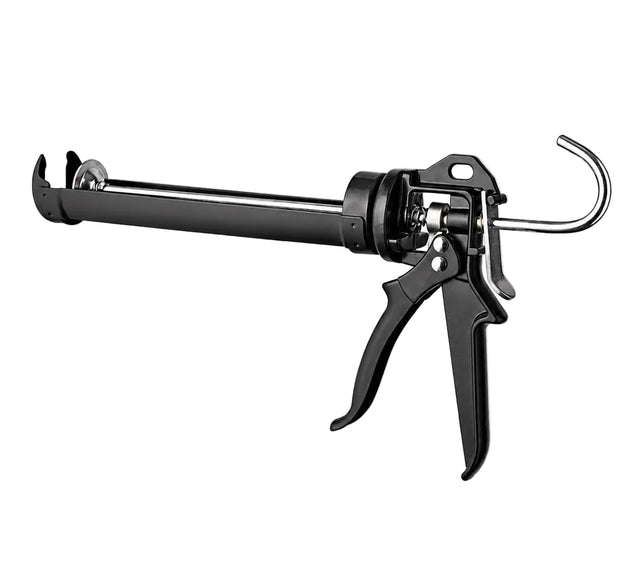 Schwarze Kartuschenpresse für Kleberkartuschen. 